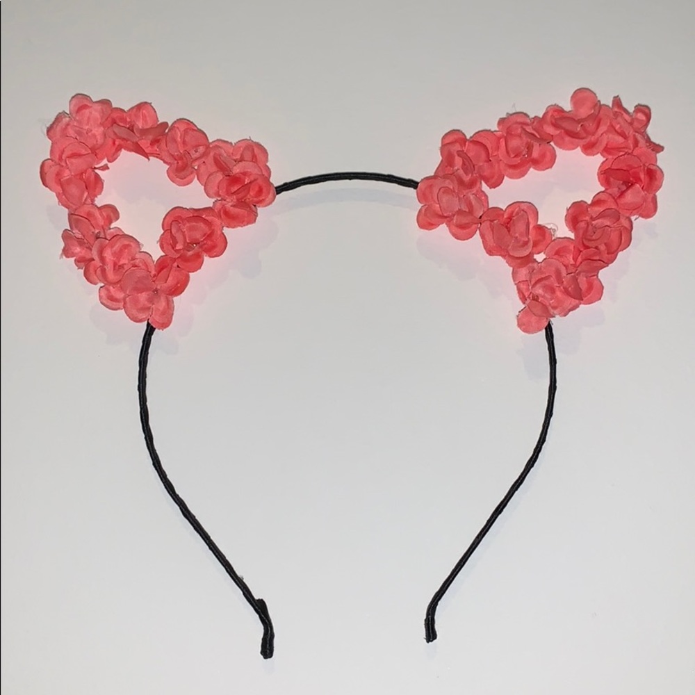 Pink Flower Cat Ears Headband